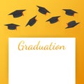 Graduation. Graduate caps on a white background. Caps thrown up. Vector illustration. Royalty Free Stock Photo